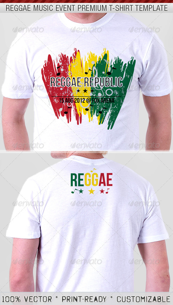 Reggae Music Show Premium T-Shirt Template - Events T-Shirts