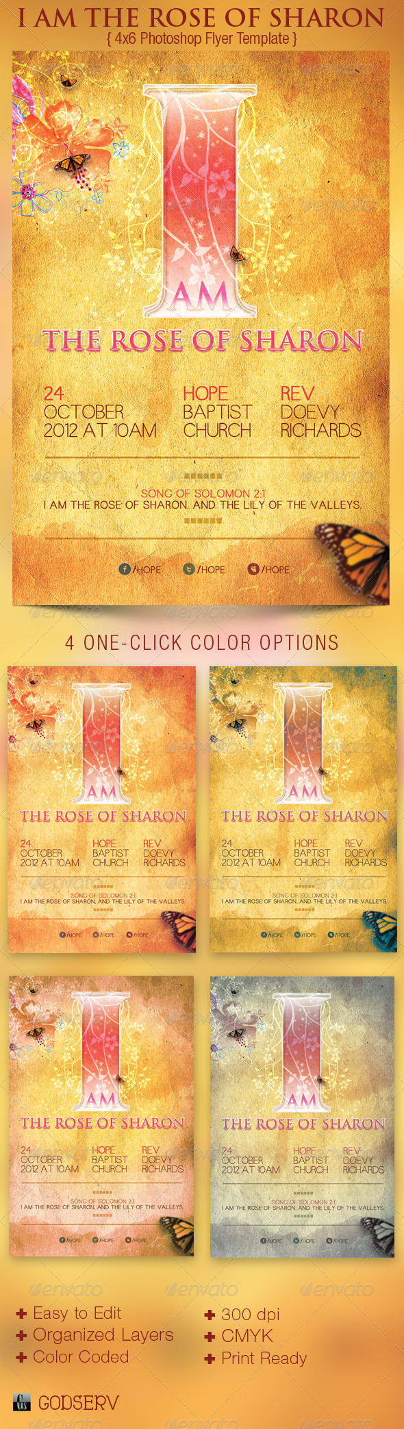 I Am The Rose of Sharon Church Flyer Template - Church Flyers