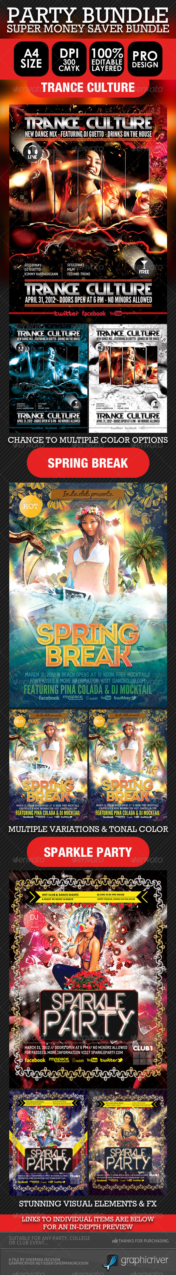 Club, Party & Event Flyer Bundle PSD Templates - Clubs & Parties Events