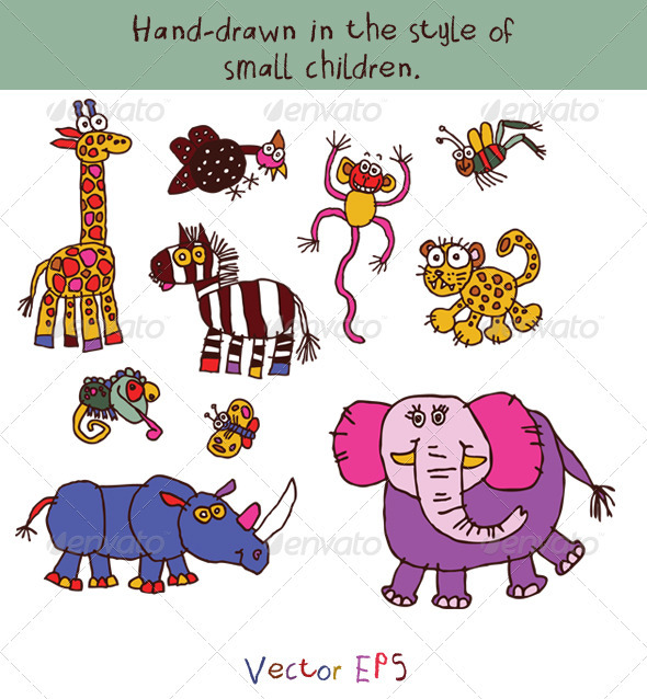 Animals Children's Drawings - Animals Characters