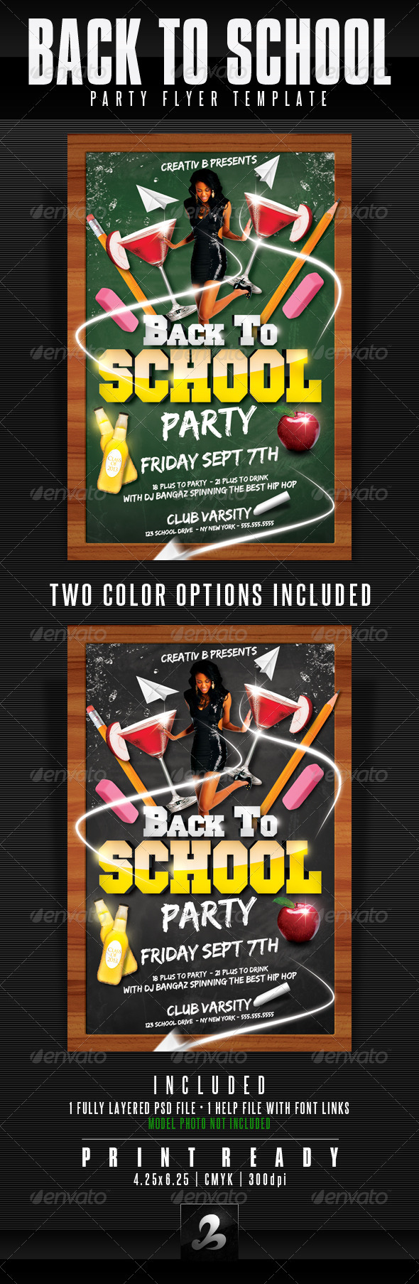 Back To School Party Flyer Template - Clubs & Parties Events