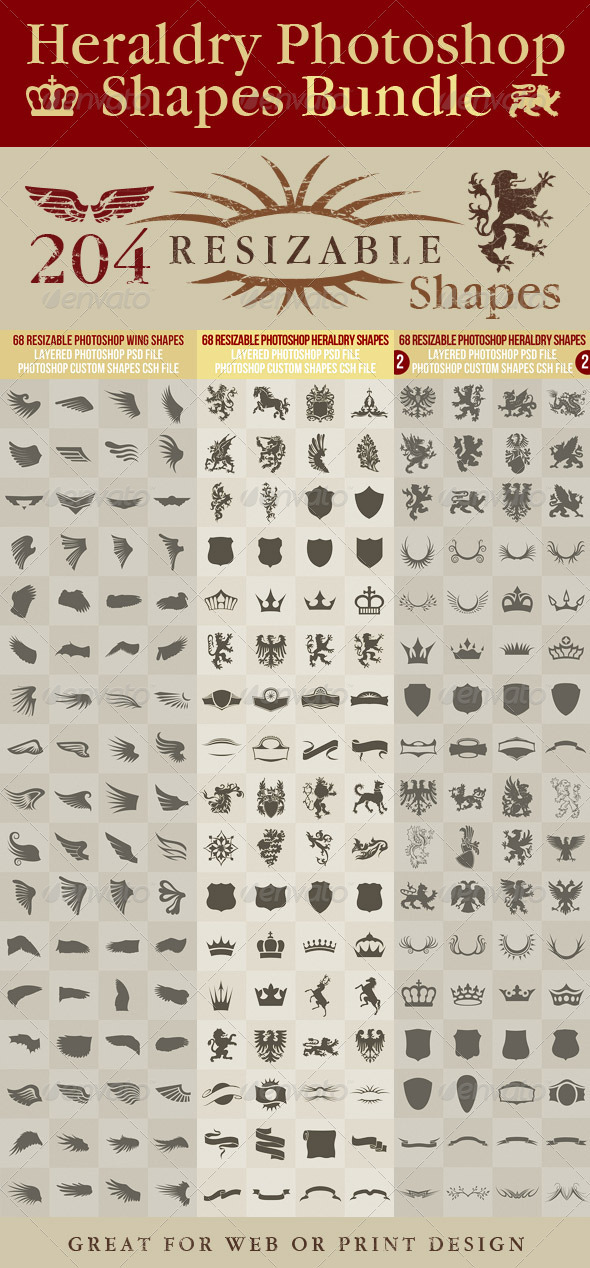 Heraldry Photoshop Shapes Bundle - Symbols Shapes