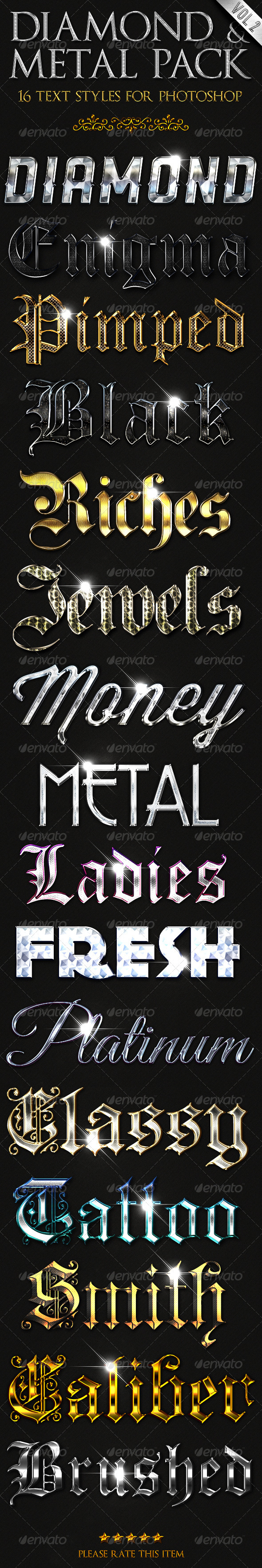 Diamond & Metal vol. 2 - Text Styles - Text Effects Actions
