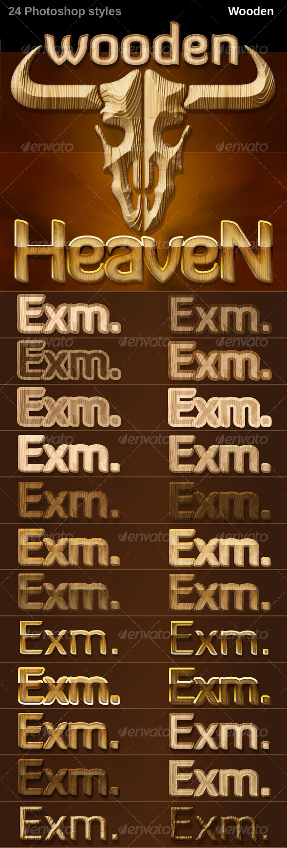 24 Photoshop Styles - Wooden - Text Effects Styles