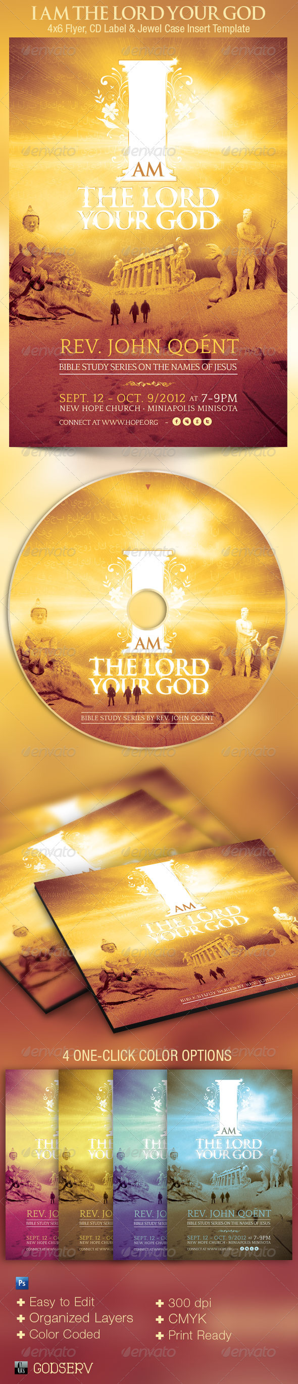 GraphicRiver I Am The Lord Your God Church Flyer and CD 2822919 GraphicRiver I Am The Lord Your God Church Flyer and CD 2822919