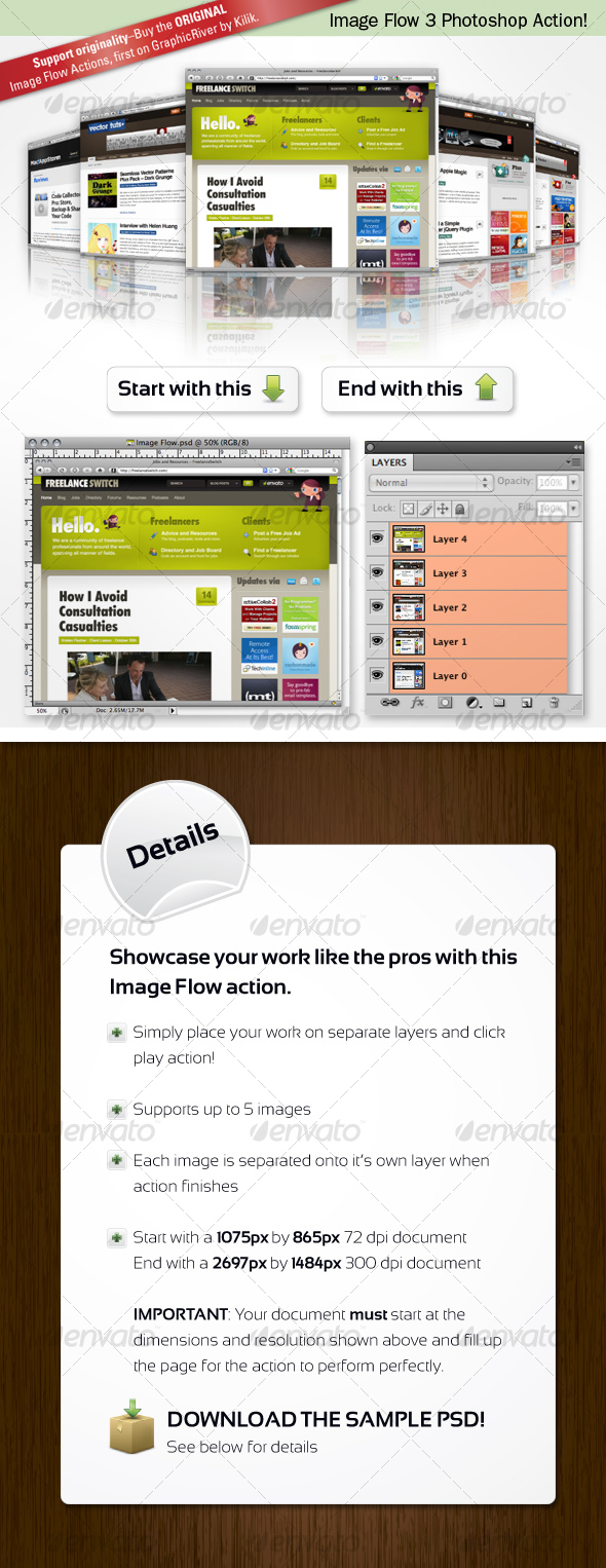 Image Flow 3 Photoshop Action - Utilities Actions