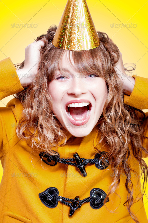 Crazy and overjoyed party girl - Stock Photo - Images