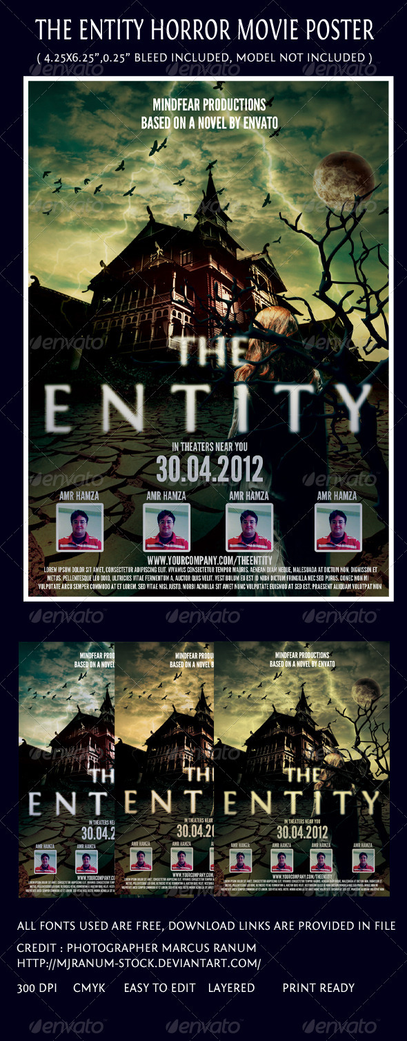 The Entity Horror Movie Poster Template - Miscellaneous Print Templates