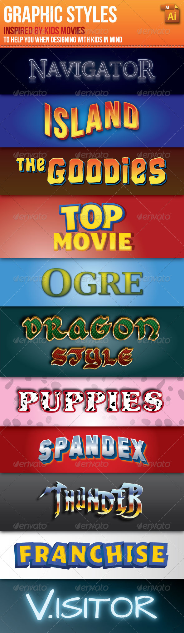 Graphic Styles Inspired by Kids Movies - Styles Illustrator