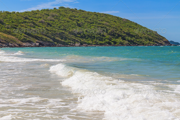 Clear turquoise sea and beach - Stock Photo - Images