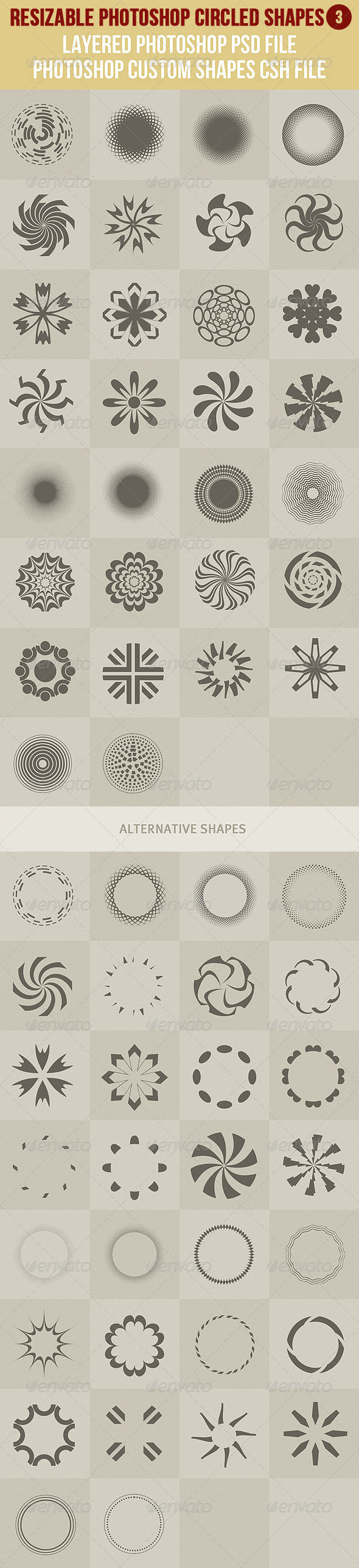 Photoshop Circled Shapes 3 - Symbols Shapes