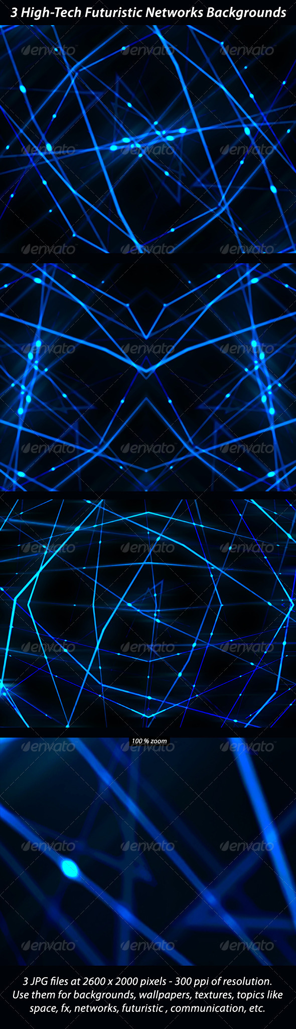 3 High Tech Futuristic Networks Backgrounds - Tech / Futuristic Backgrounds
