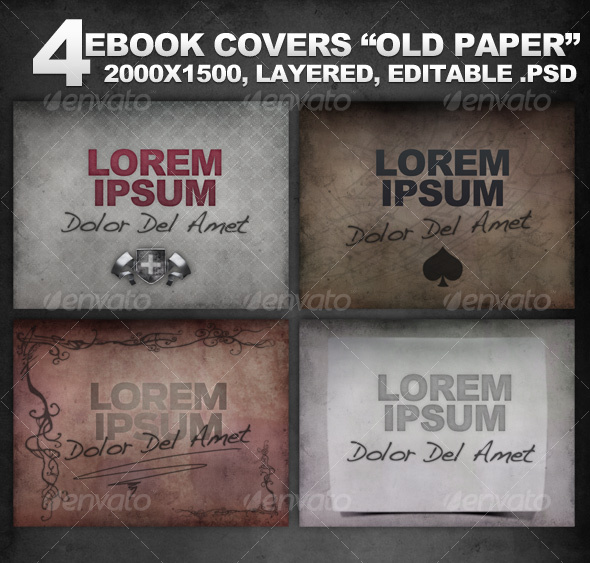 4 Layered eBook Covers "Old Paper" - Miscellaneous Web Elements