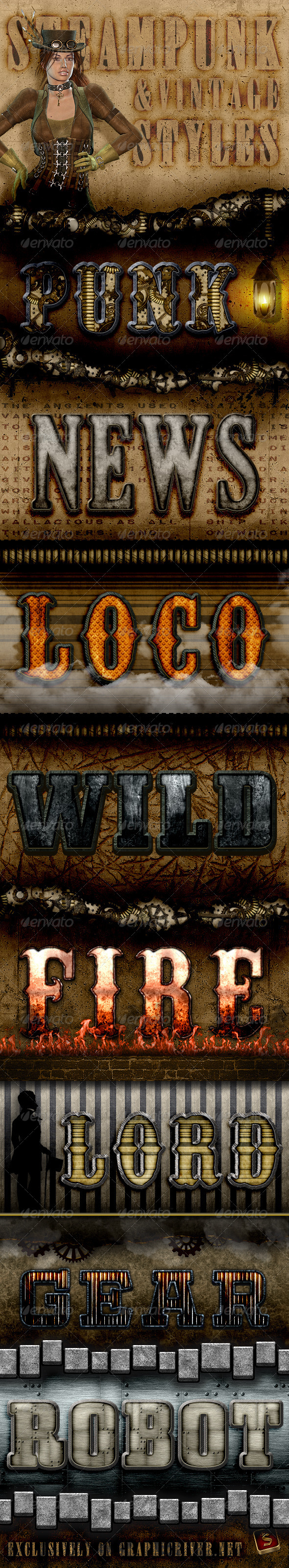 Steampunk And Vintage - Photoshop Styles - Text Effects Styles