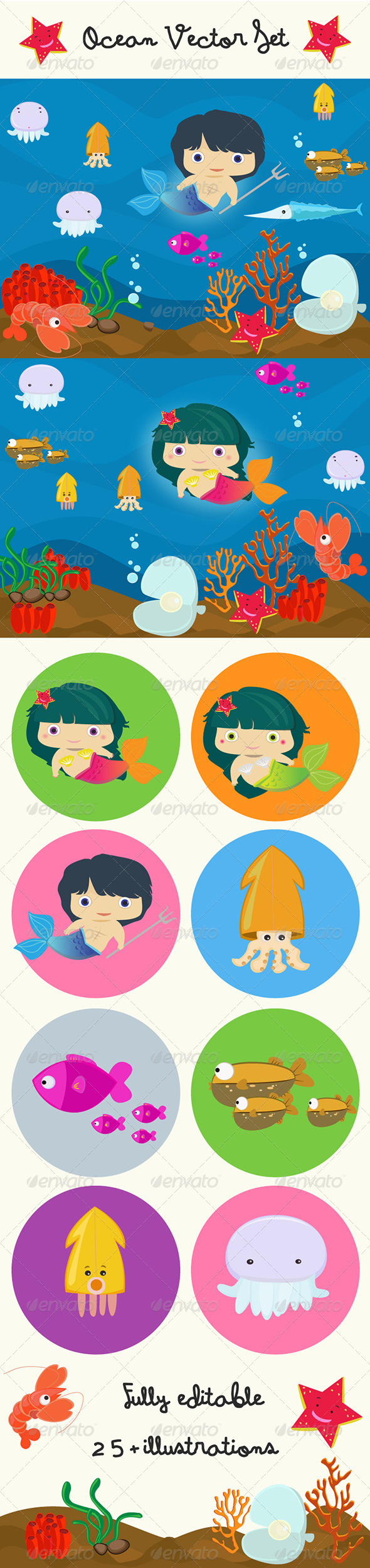 Ocean Vectors Set - People Characters