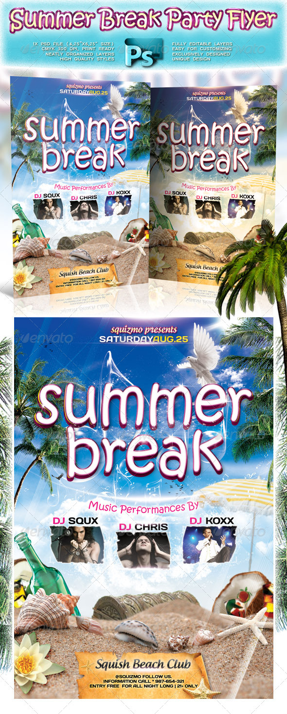 Summer Break Party Flyer - Clubs & Parties Events
