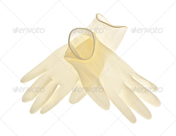 Latex gloves on white background - Stock Photo - Images