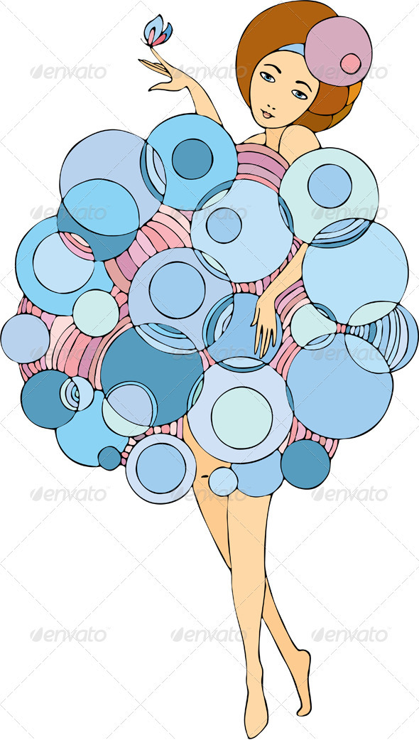 Girl Dress Bubbles Isolated - People Characters