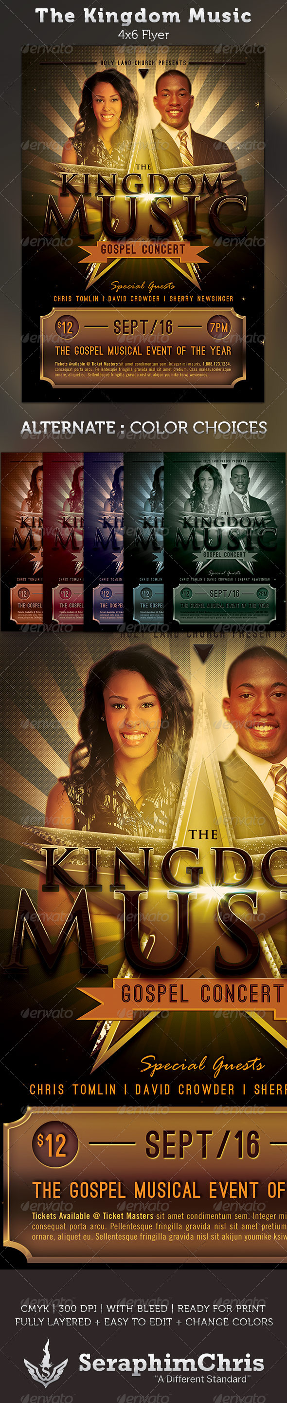 The Kingdom Music: Gospel Concert Flyer Template - Church Flyers