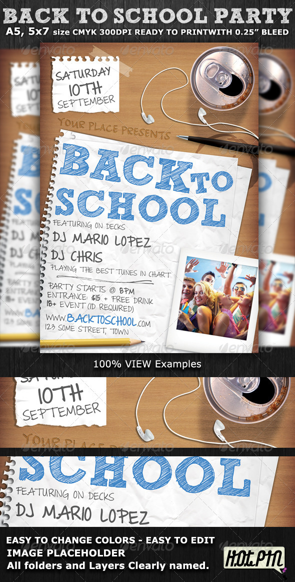 Back to School Party Flyer Template - Clubs & Parties Events