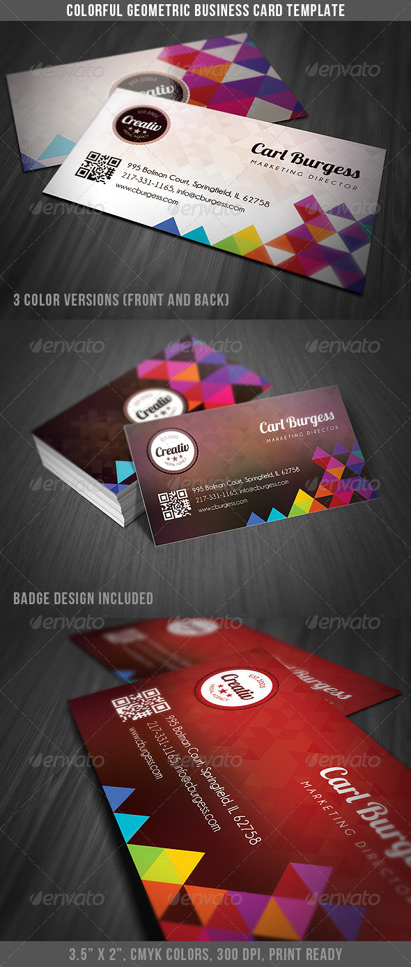 Colorful Geometry Business Card Template - Creative Business Cards