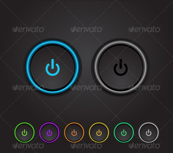 GraphicRiver Vector Neon Glowing Power Buttons 2874909 GraphicRiver Vector Neon Glowing Power Buttons 2874909