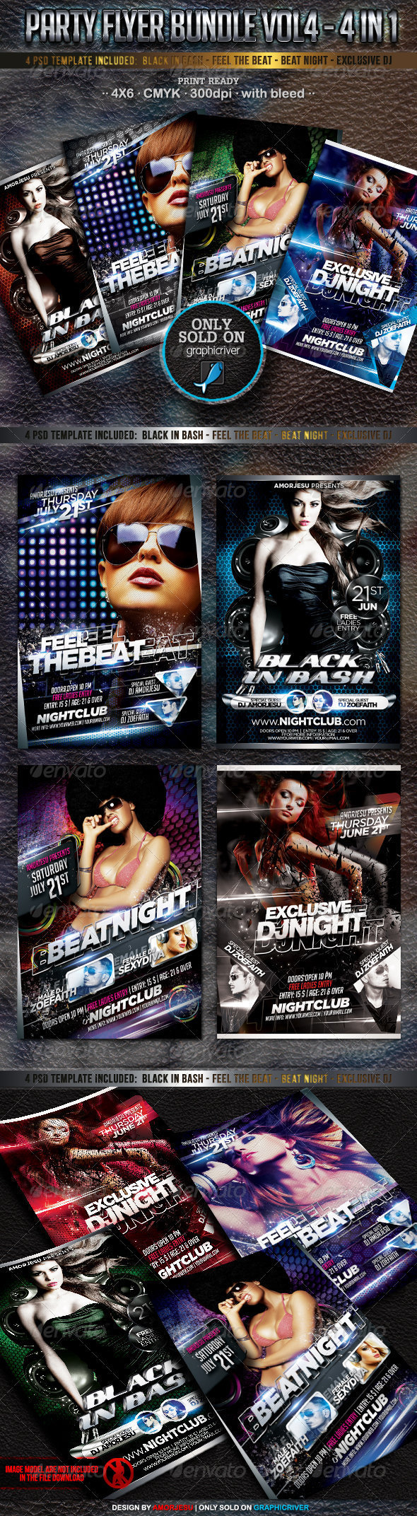 Party Flyer Bundle Vol4 - 4 in 1 - Events Flyers