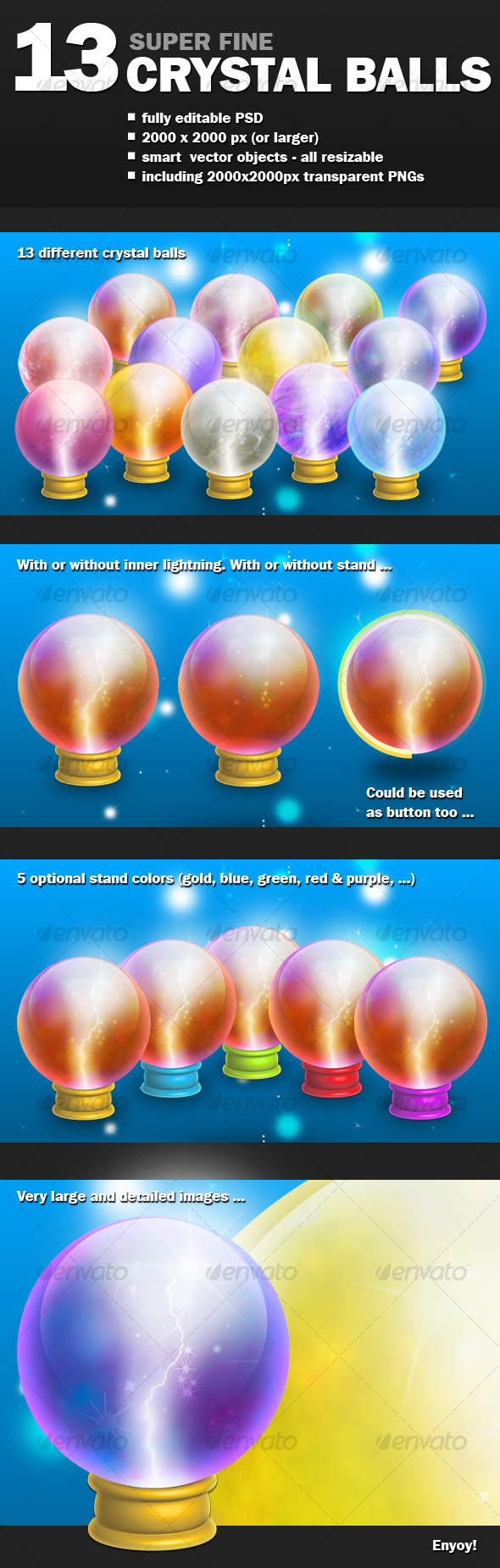 13 CRYSTAL BALLS - Objects Illustrations