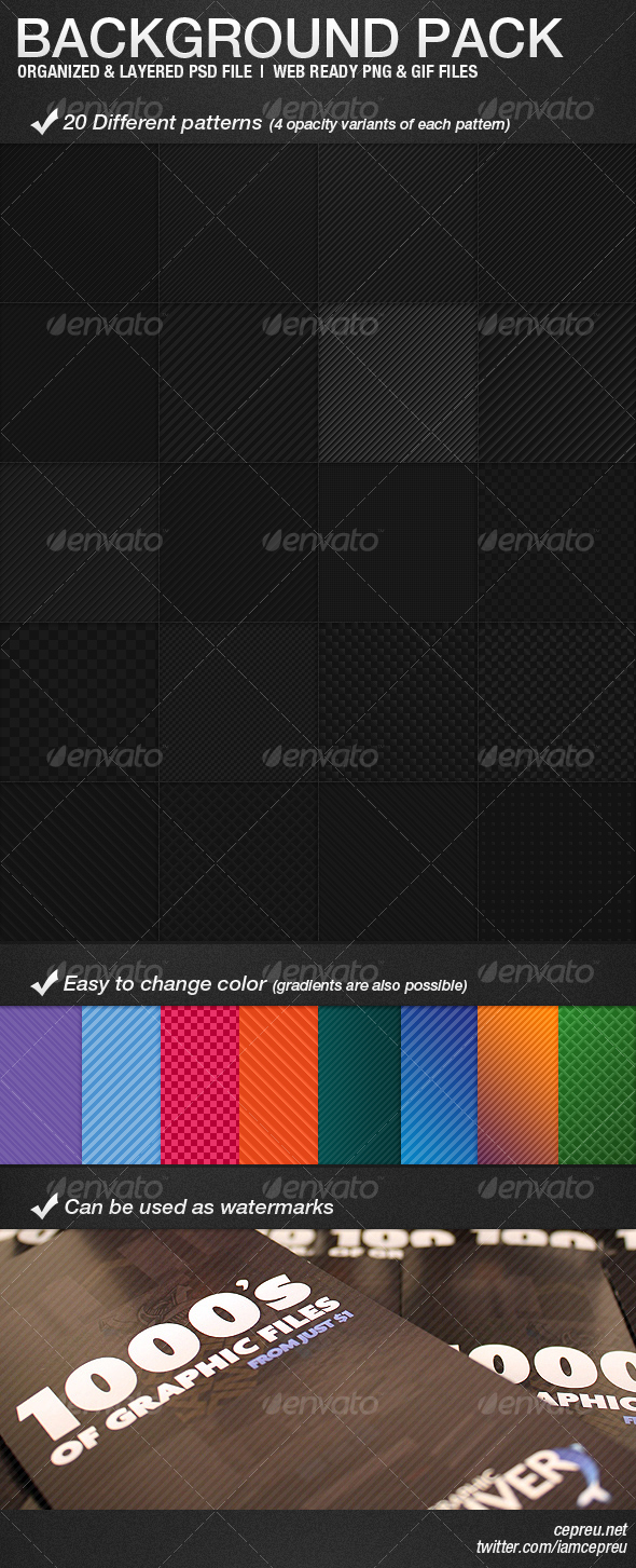 20 background pack, web patterns - Textures / Fills / Patterns Photoshop