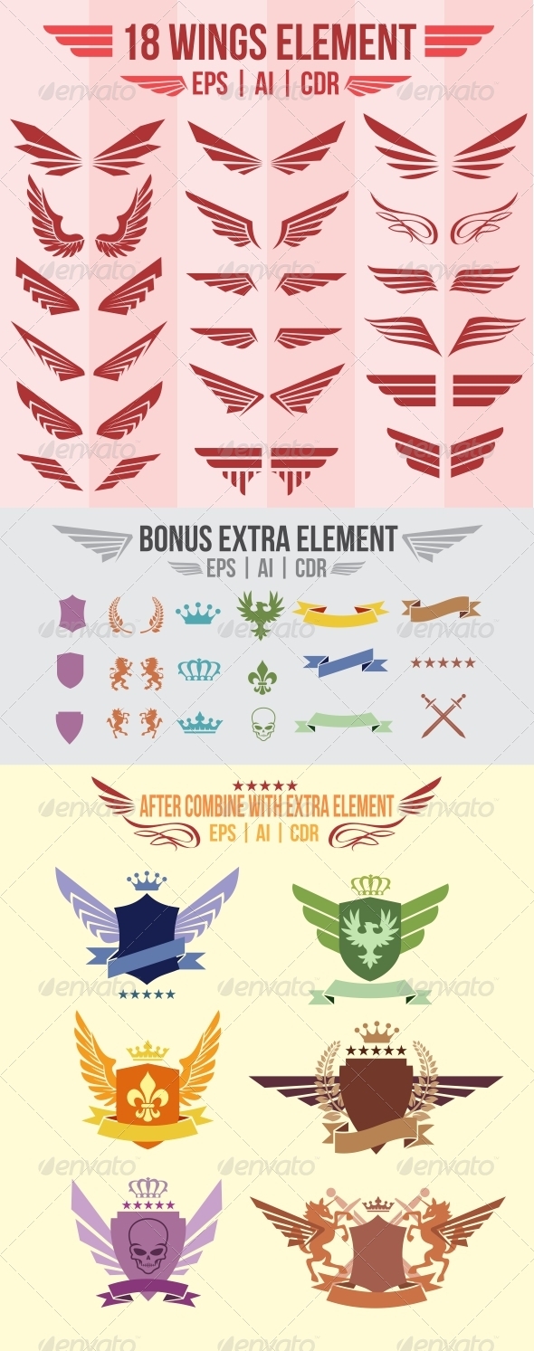 GraphicRiver 18 Wings Element 2865715 GraphicRiver 18 Wings Element 2865715