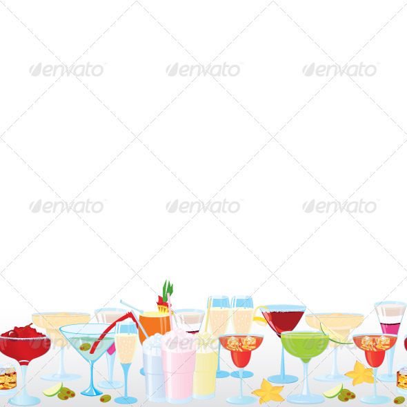Vector Illustration of Cocktail Borders - Textures / Fills / Patterns Illustrator