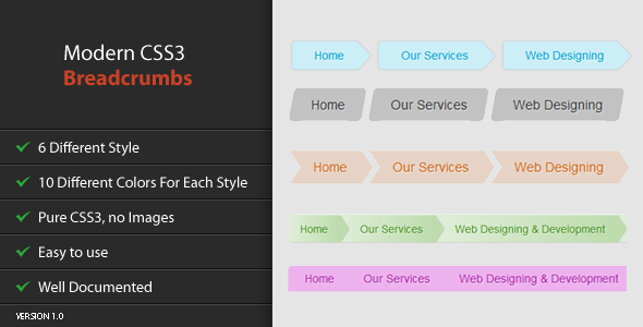 Modern CSS3 Breadcrumbs - CodeCanyon Item for Sale