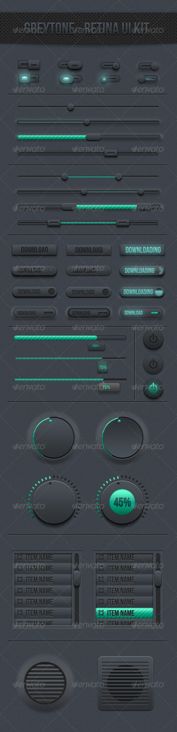Grey Tone : Retina Ui Kit - User Interfaces Web Elements
