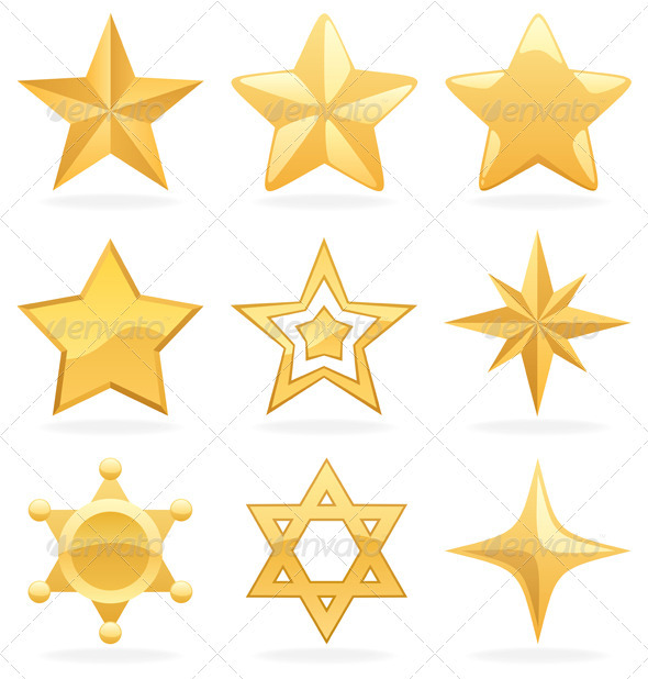 Golden Star Icons - Web Elements