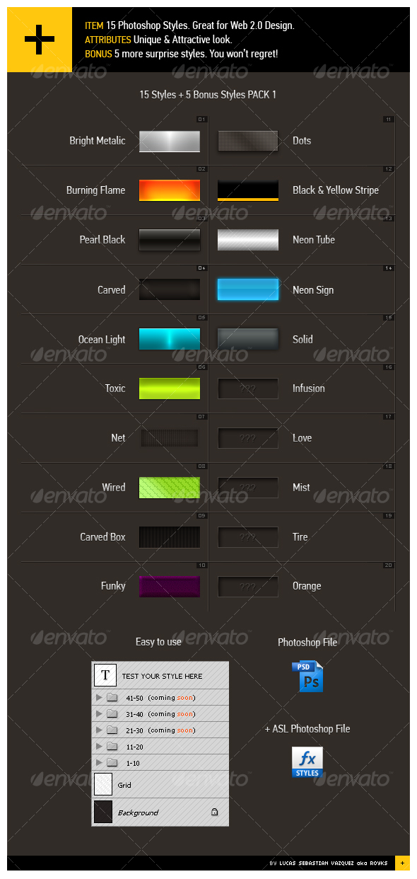 15+5 Web 2.0 Styles Pack 1 - Text Effects Styles