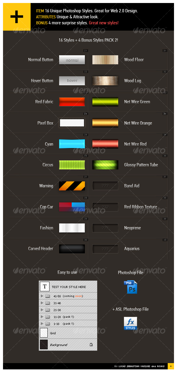 16+4 Web 2.0 Styles Pack 2 - Text Effects Styles