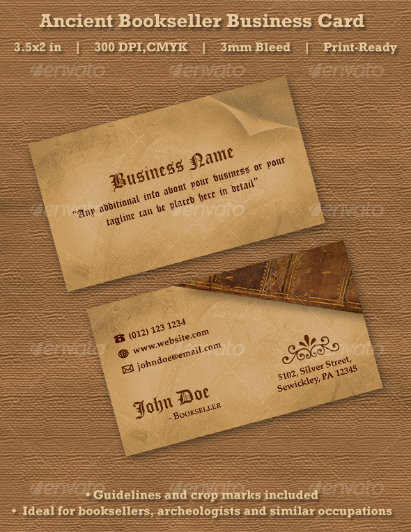 Ancient Bookseller Business Card - Retro/Vintage Business Cards