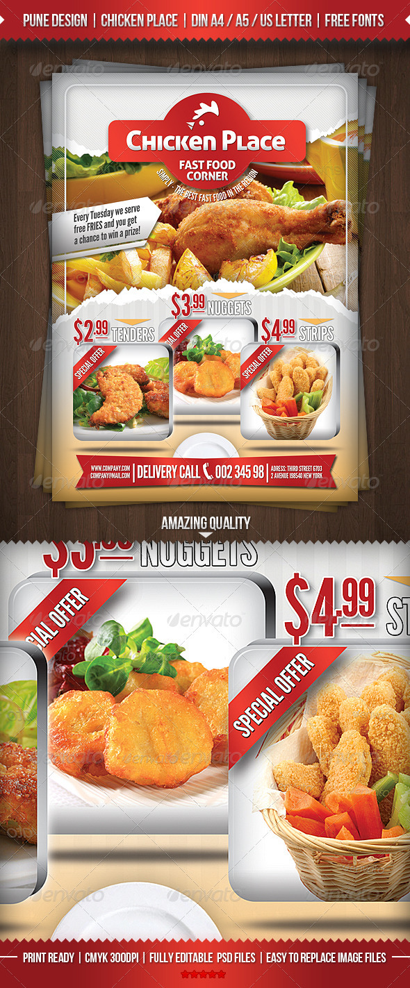 GraphicRiver Chicken Place Fast Food Flyer 2905471 GraphicRiver Chicken Place Fast Food Flyer 2905471