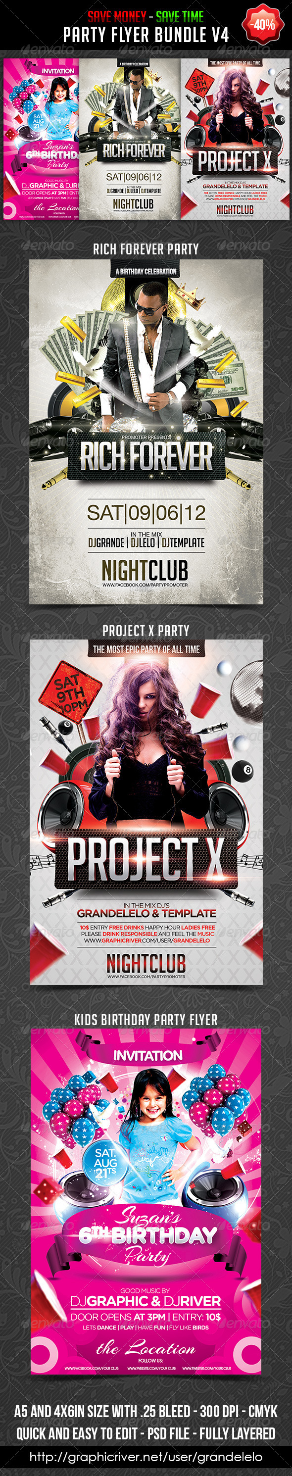 Party Flyer Bundle V4 by Grandelelo - Events Flyers