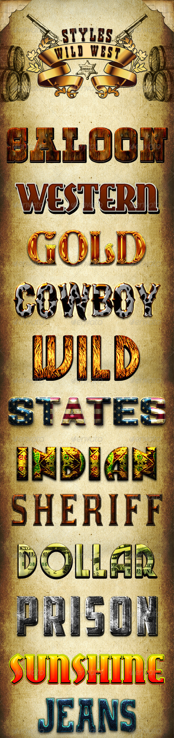 Wild West Styles - Text Effects Styles