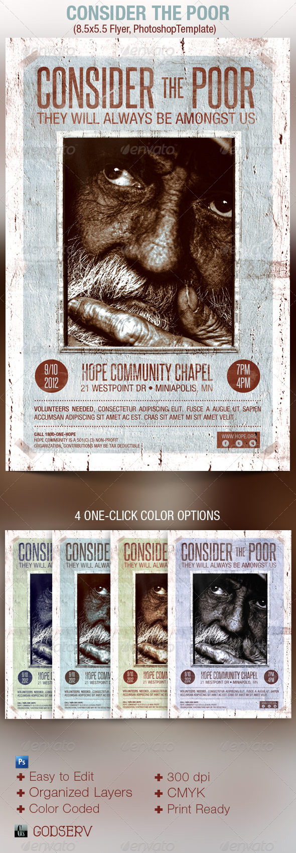 Consider The Poor Charity Organization Flyer - Church Flyers