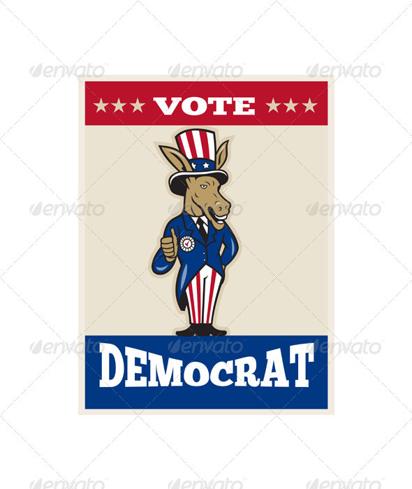 Democrat Donkey Mascot Thumbs Up Txt - Animals Characters