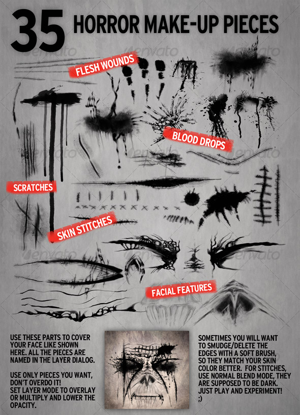 GraphicRiver 35 Make-up elements for Horror Retouch 105320 GraphicRiver 35 Make-up elements for Horror Retouch 105320