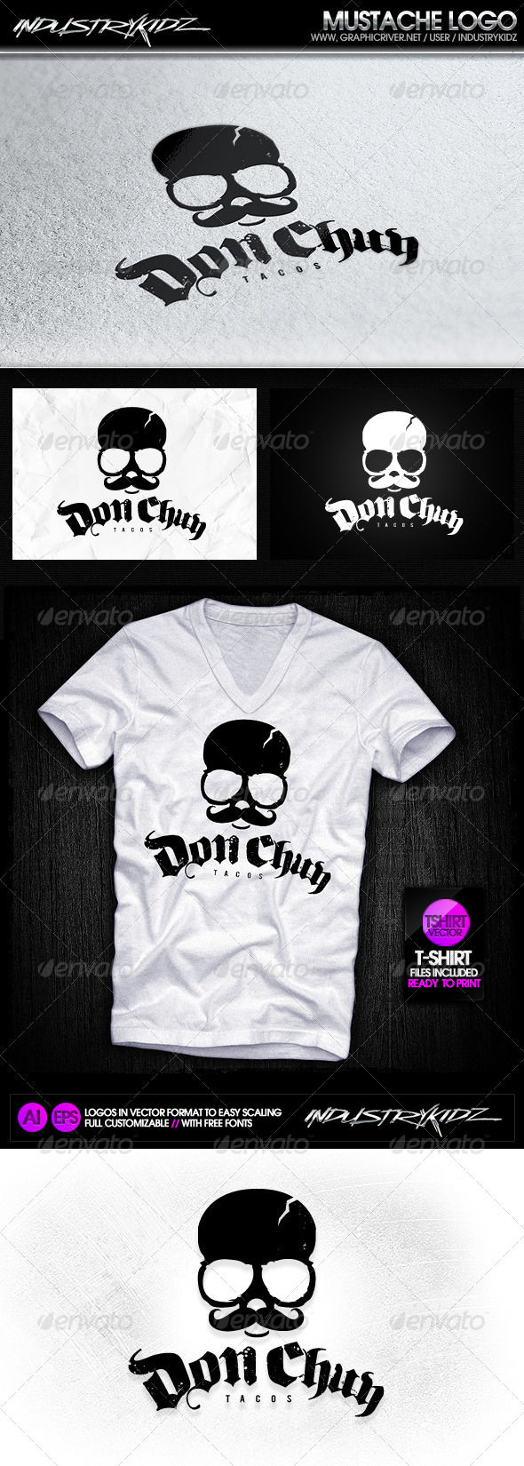 Mustache Skull Logo - Symbols Logo Templates