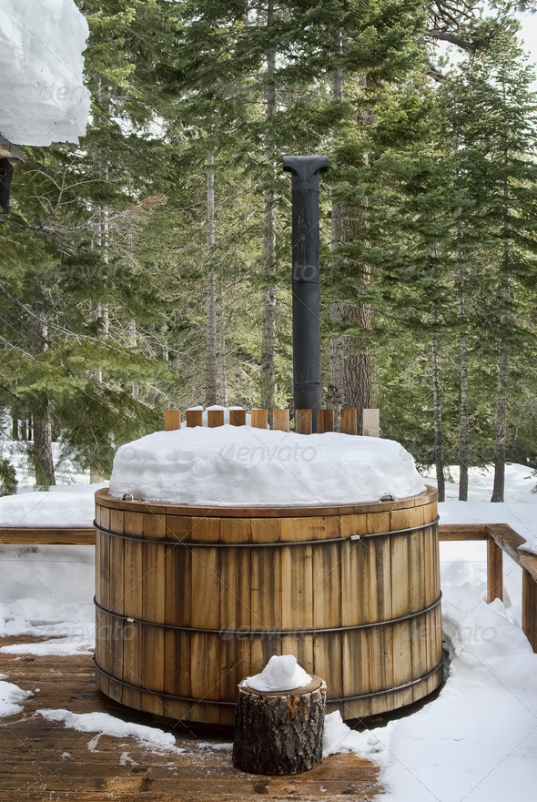 Winter hot tub - Stock Photo - Images
