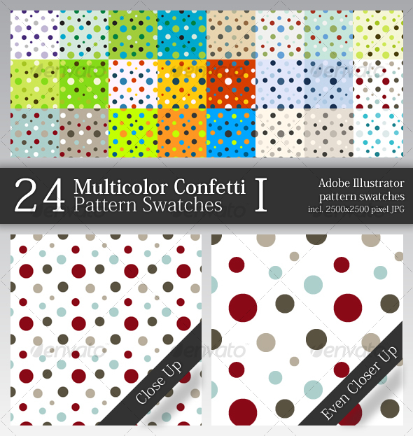 24 Multicolor Confetti Pattern Swatches I - Abstract Textures / Fills / Patterns