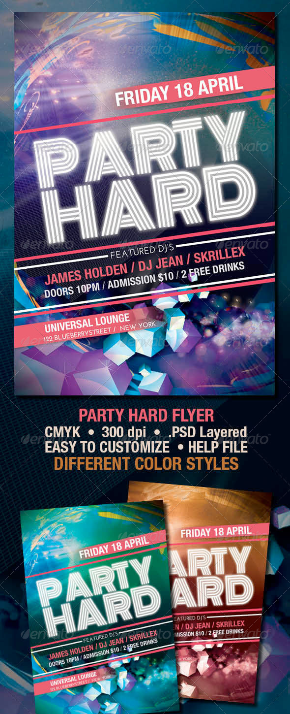 Party Hard Flyer - Clubs & Parties Events
