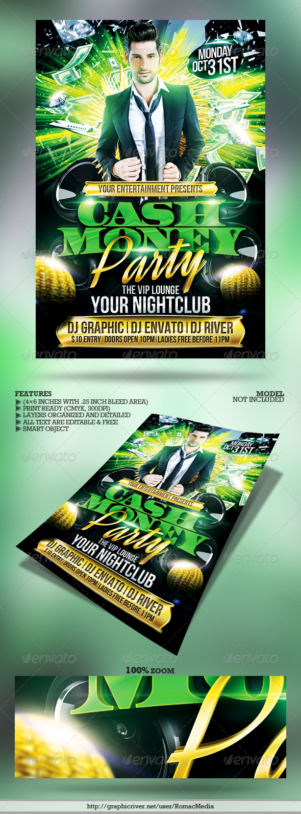 Club Sessions l Cash Money Party Flyer - Clubs & Parties Events