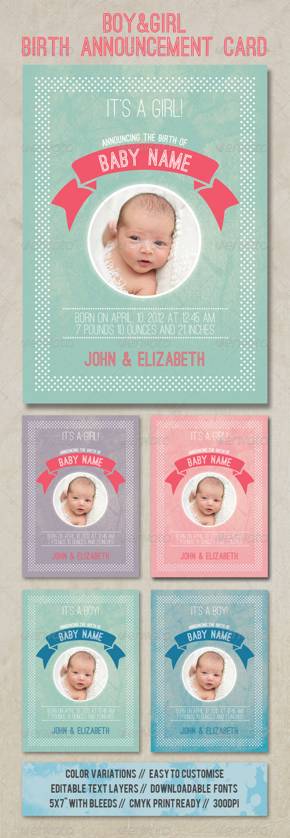 Birth Announcement Card - Family Cards & Invites