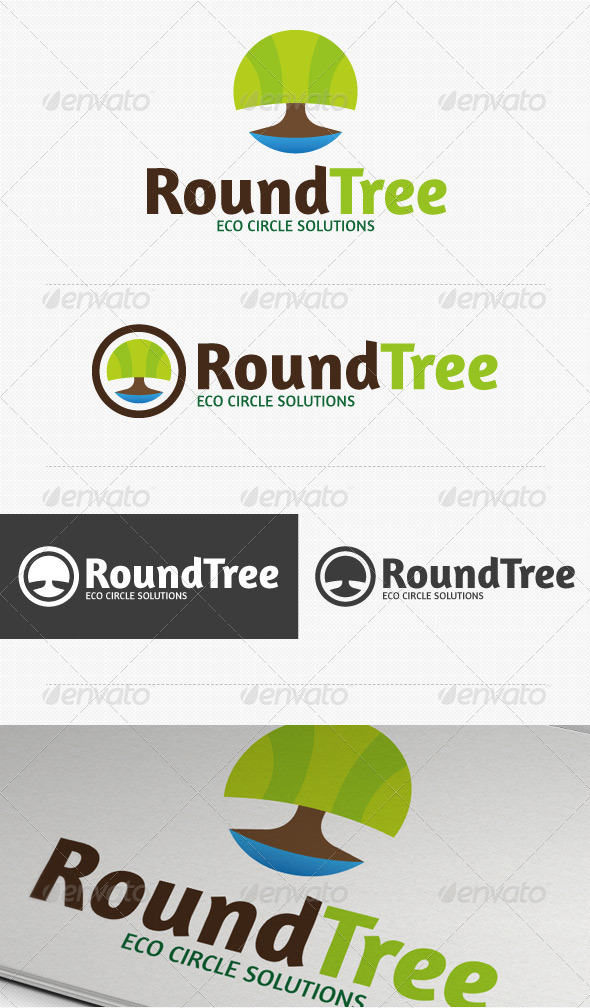Round Tree Eco Logo - Nature Logo Templates